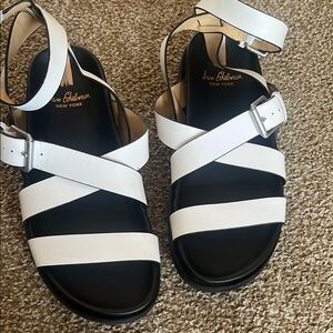 Sam Edelman Black and White Sandals with Crisscross Straps